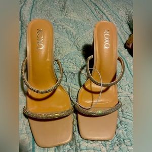 XOXO Rhinestone Double Strap Heel